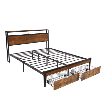 LED Platform Bed Wood Finish