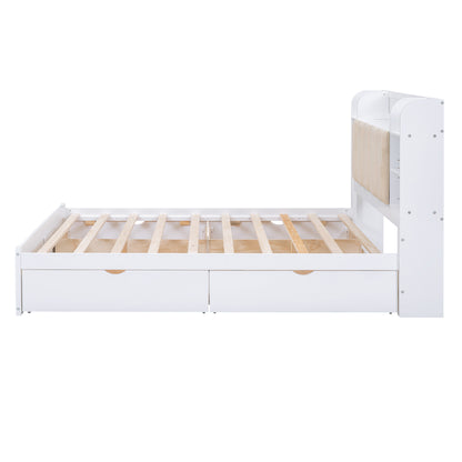 Wood Queen Platform Bed White