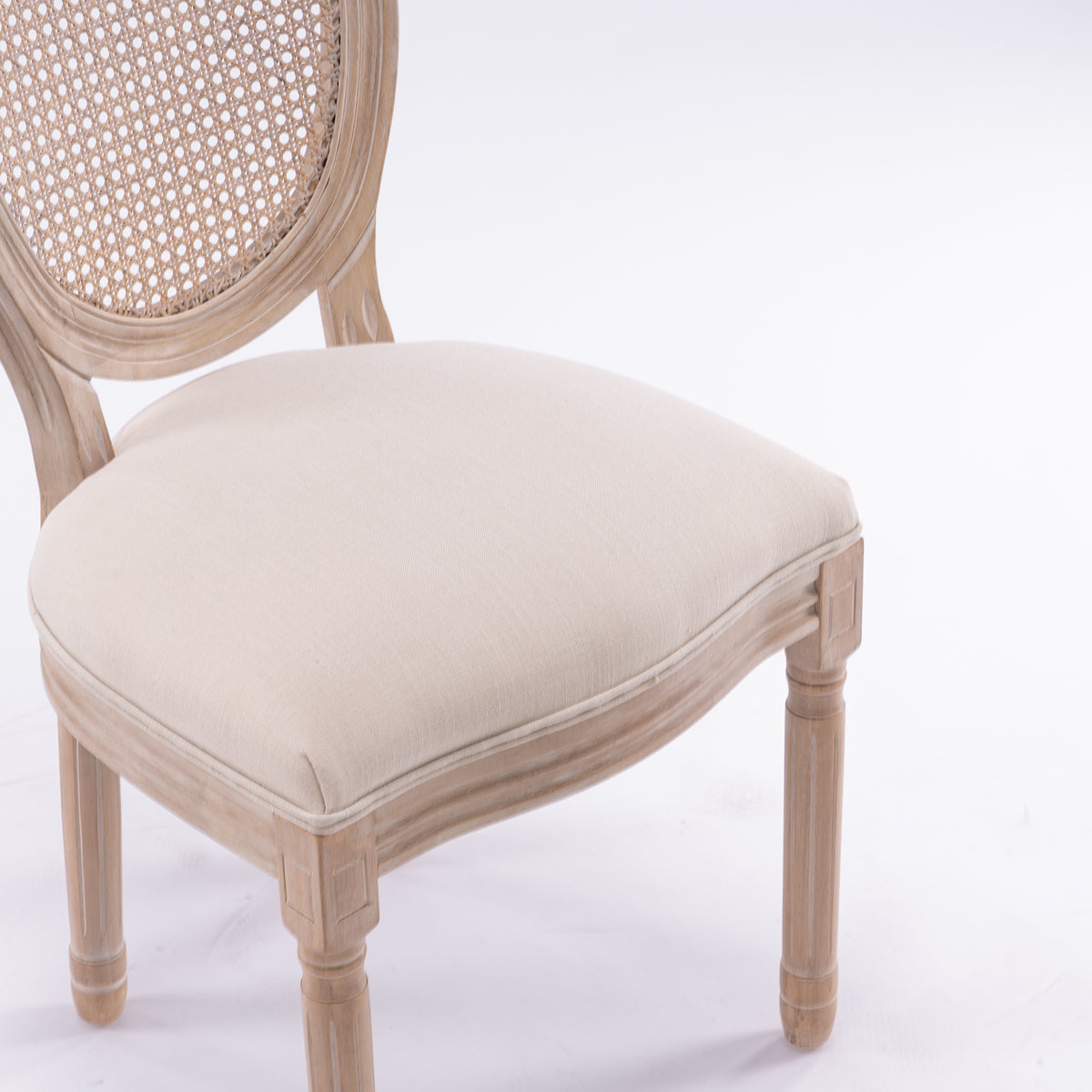 French Style Rattan Back Dining Chair Set (2 pcs) – Cream