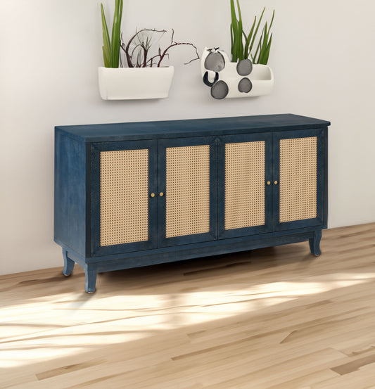 Rattan Sideboard Cabinet – Blue