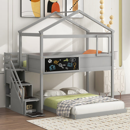 Twin-Full Storage Bunk Bed – Gray
