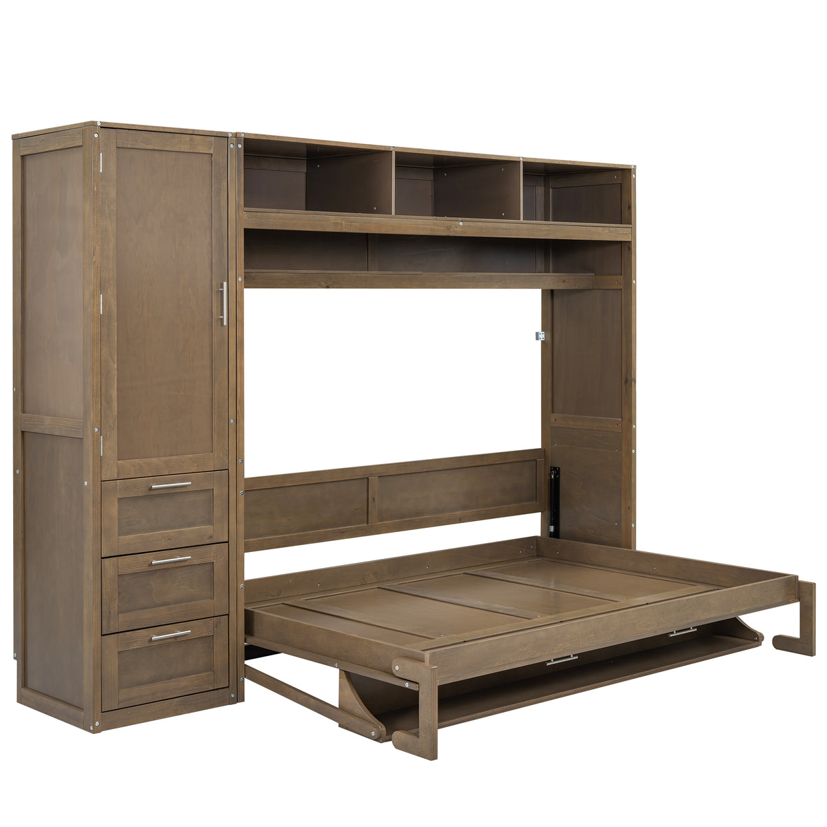Antique Grey Murphy Bed with Storage Drawers