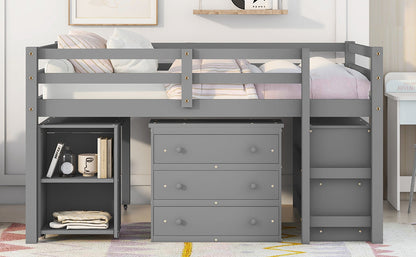 Full Loft Bed with Rolling Desk White