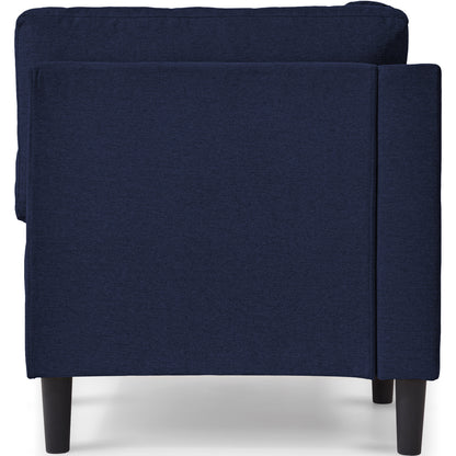 Mid-Century Linen Chaise Lounge – Blue