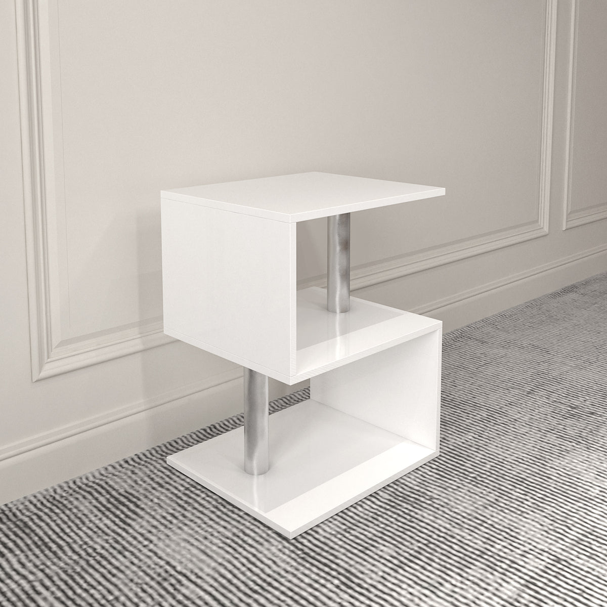 S-Shaped LED Coffee Table – Gloss White