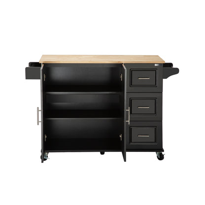 Extendable Kitchen Island with Rubber Wood Top