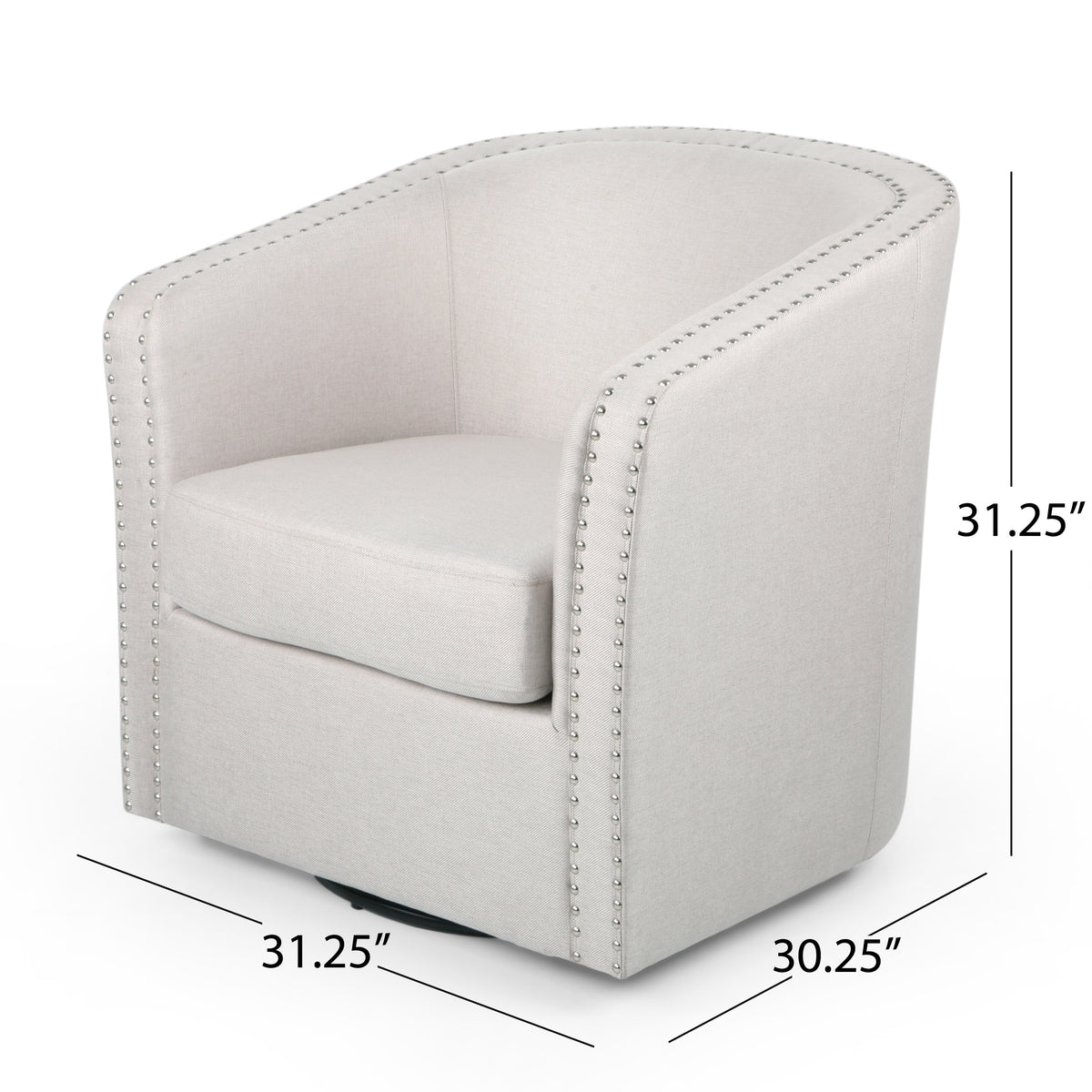 Modern Swivel Lounge Chair – Linen Beige