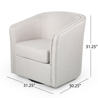 Modern Swivel Lounge Chair – Linen Beige