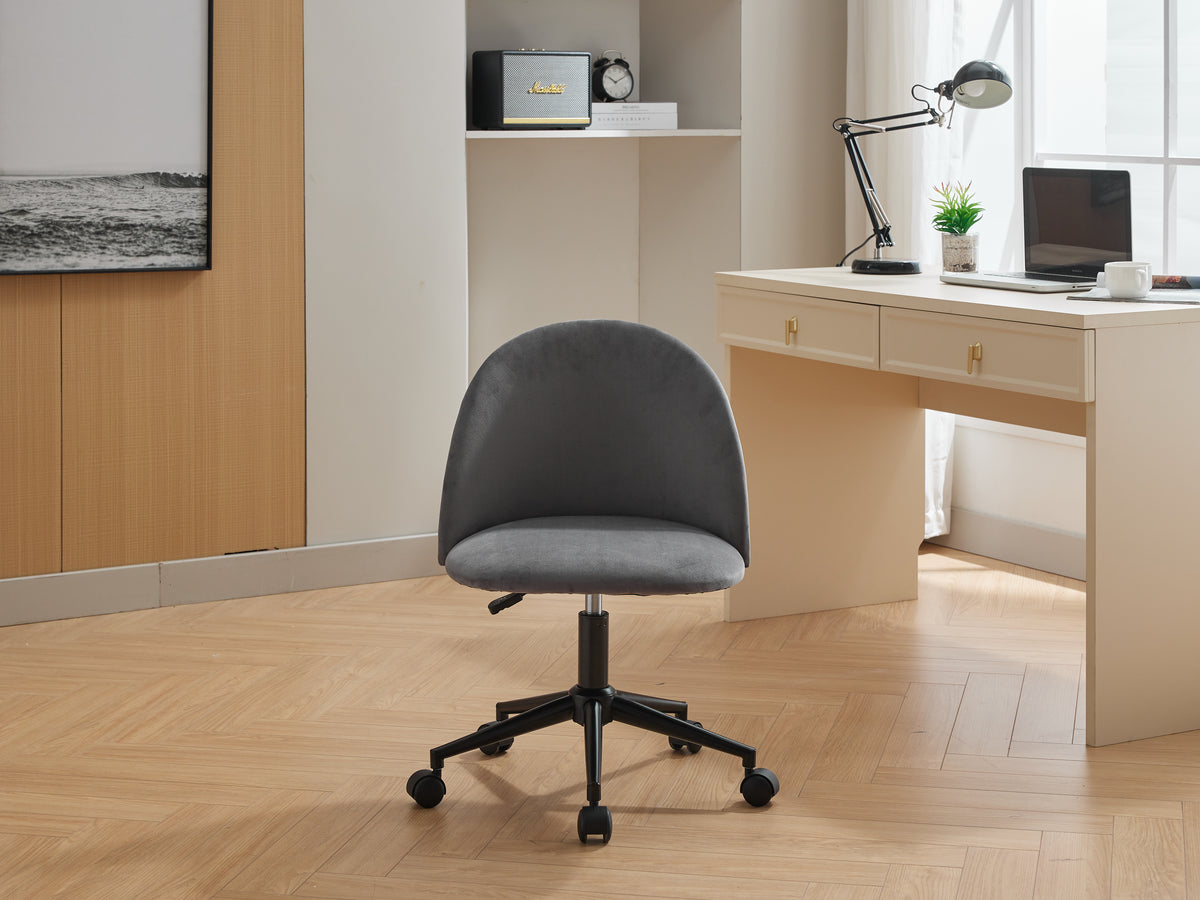 Velvet Swivel Office Chair – Black Legs