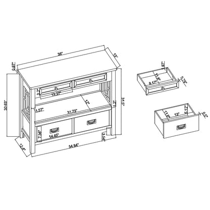 36-Inch Blue Farmhouse Console Table with Drawers