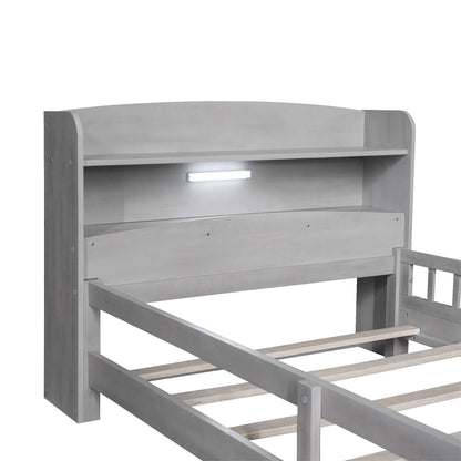 Wood Platform Bed Antique Gray