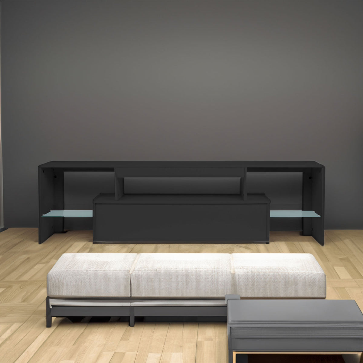 LED TV Stand with Storage White