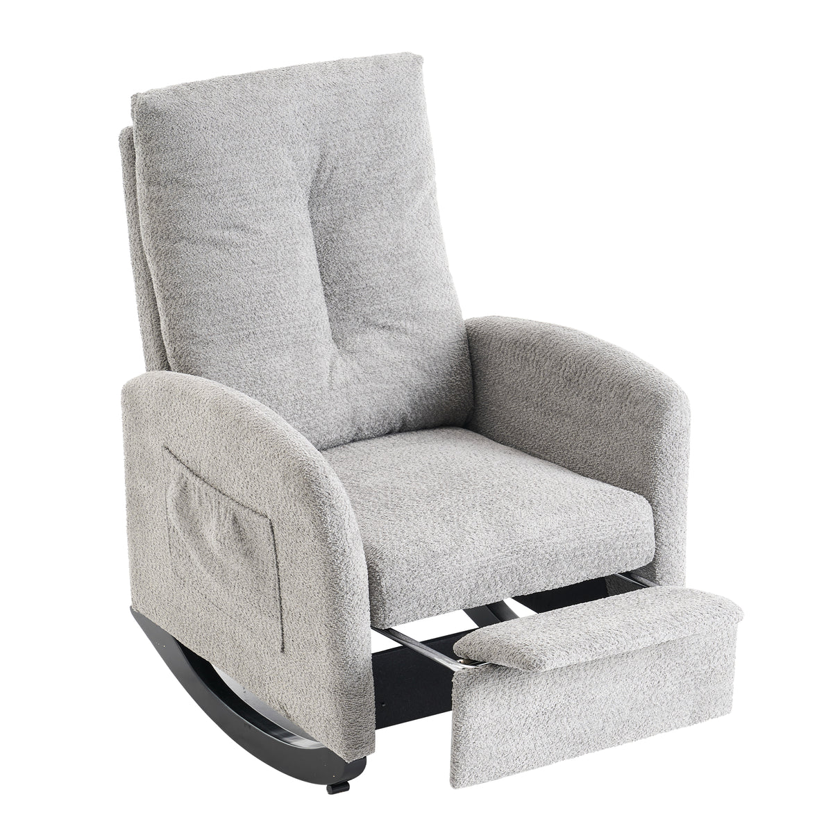 Accent Rocking Chair with Footrest Beige