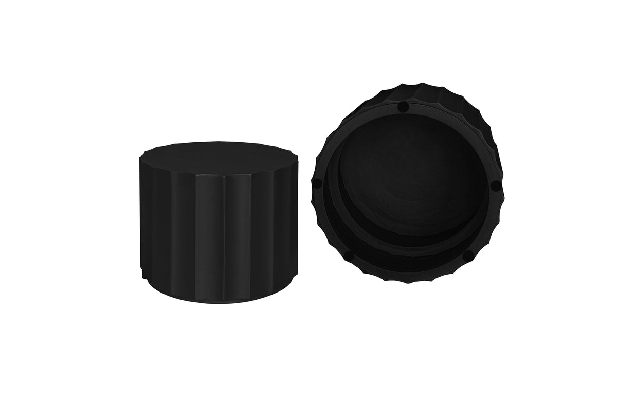 Black 2-Piece Round Nesting Coffee Table Set – Modern MDF with Lacquered Finish