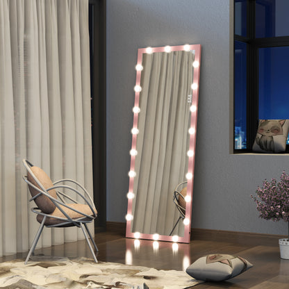 Hollywood LED Floor Mirror with Stand Pink