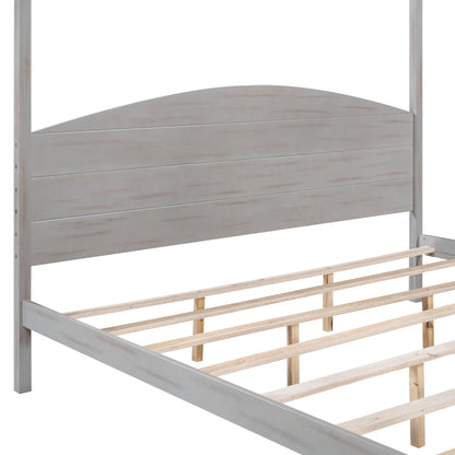 King Canopy Bed Gray Wash