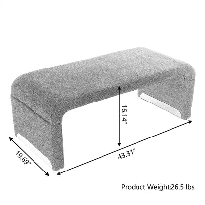 Boucle Loveseat Ottoman – Black
