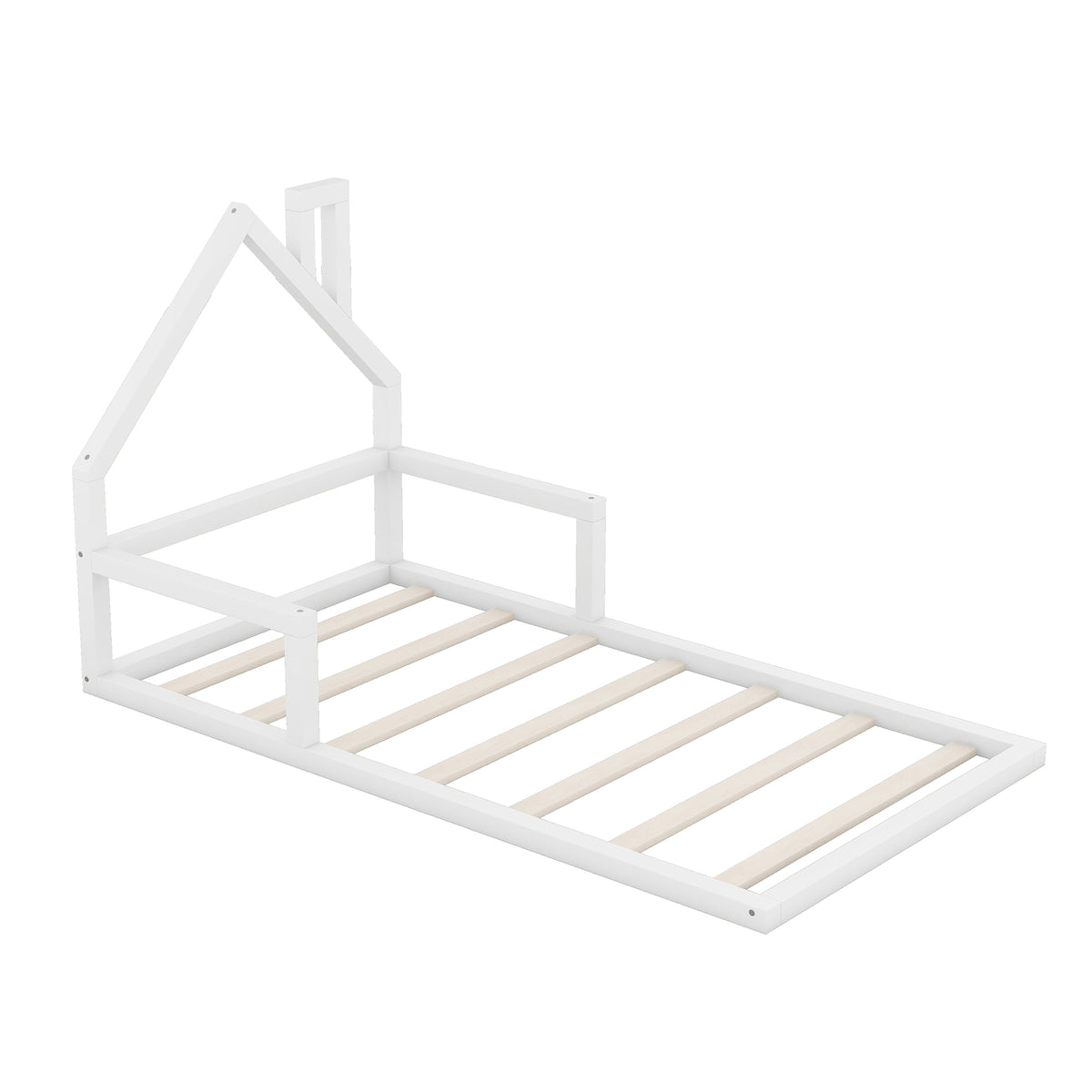 Twin Platform Bed with House Frame White