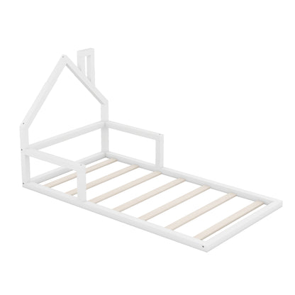 Twin Platform Bed with House Frame White