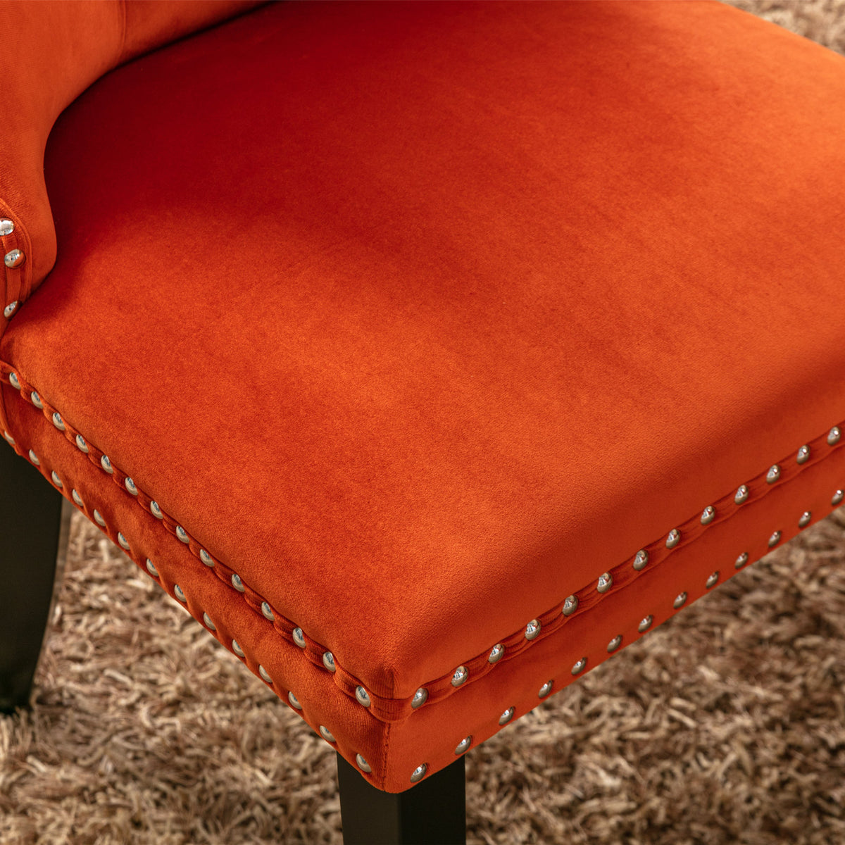 Nikki Tufted Linen Dining Chair Set (2 pcs) – Orange