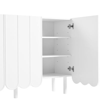Cream Shoe Cabinet with Solid Wood Legs