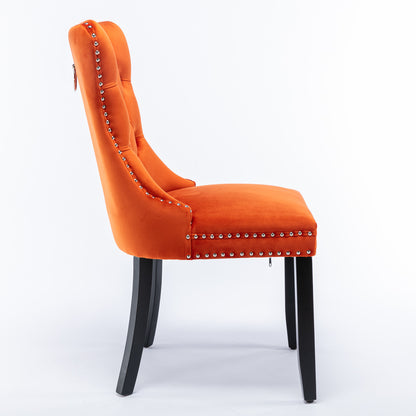 Nikki Tufted Linen Dining Chair Set (2 pcs) – Orange