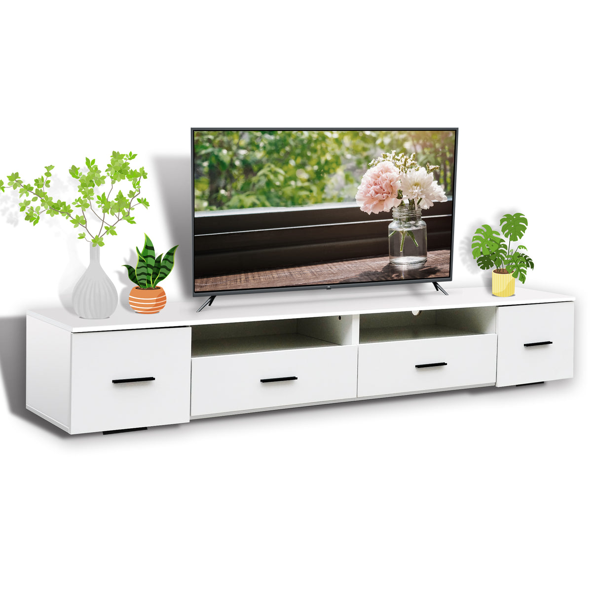 White LED TV Stand – 90”