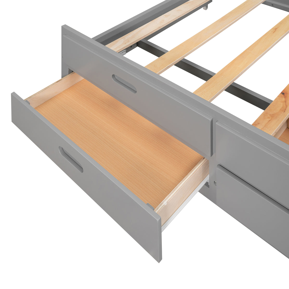 Queen Canopy Platform Bed with Drawers Gray
