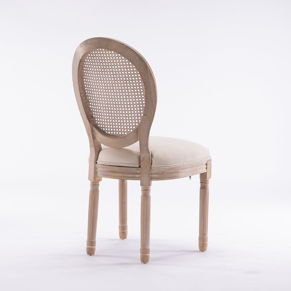 French Style Rattan Back Dining Chair Set (2 pcs) – Cream