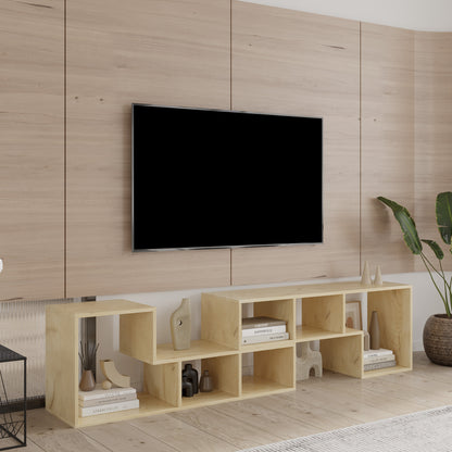 L-Shaped Oak Display Shelf – Modern Storage Unit
