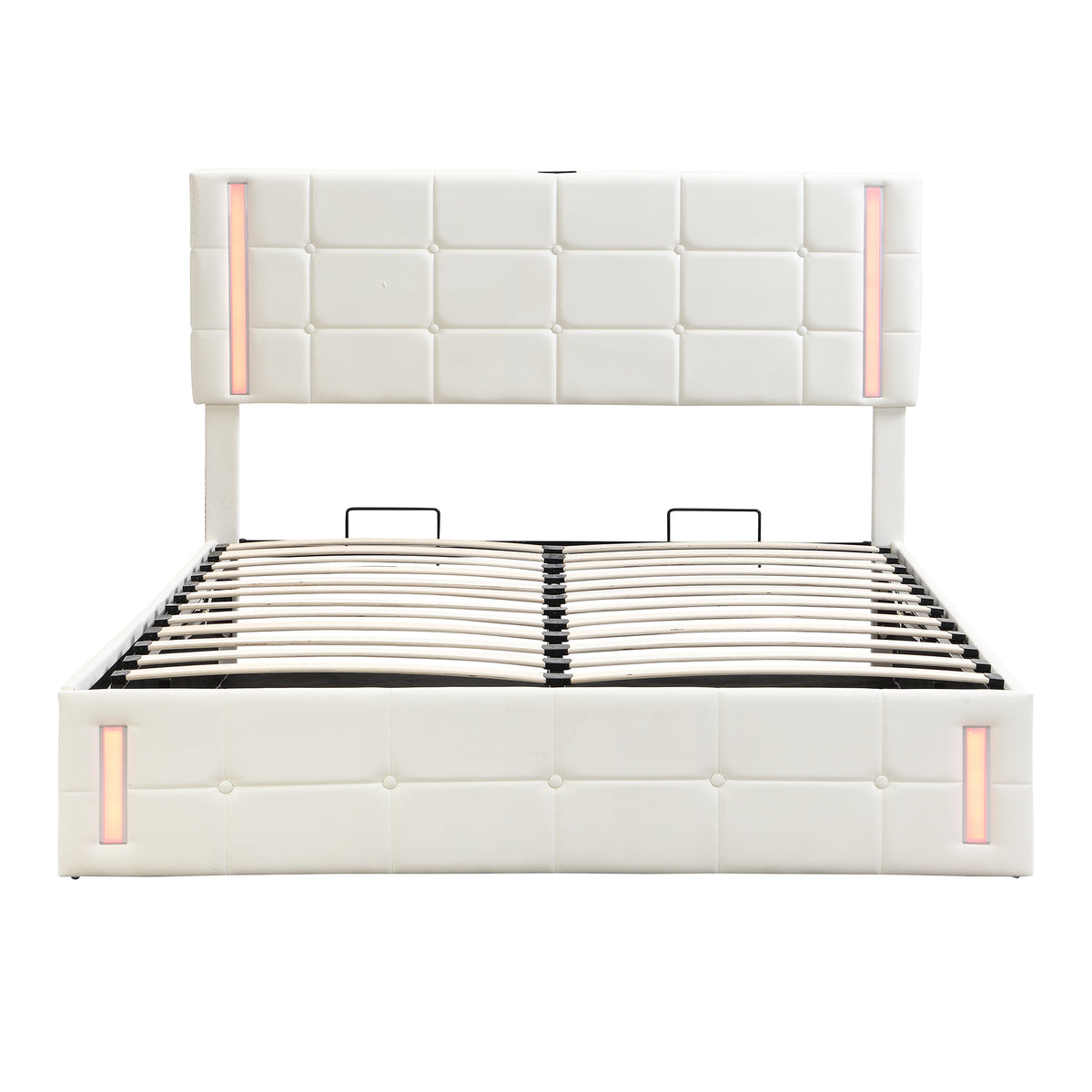 Queen Upholstered Bed with LED White