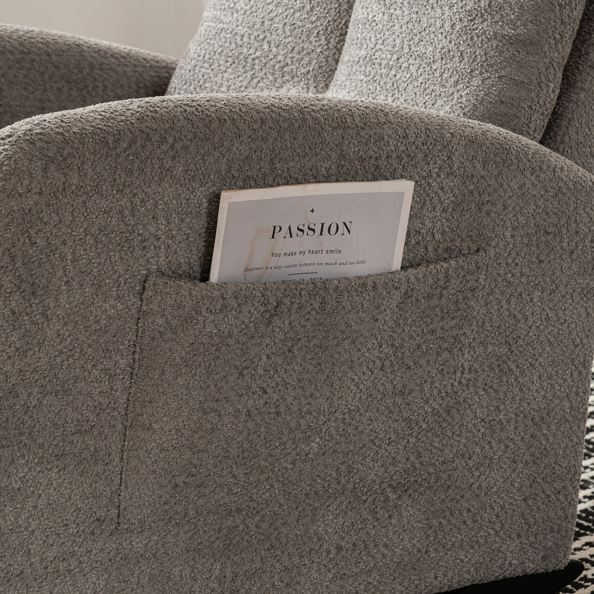 Accent Rocking Chair with Footrest Beige