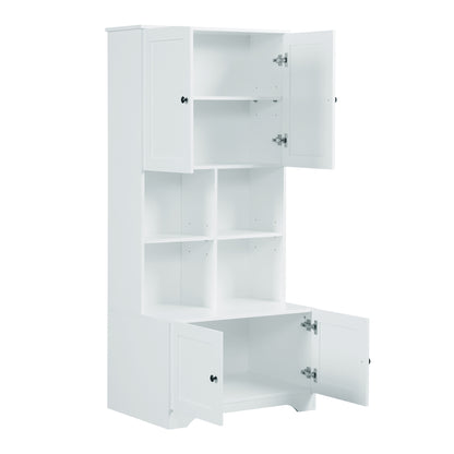 4-Door Bathroom Storage Cabinet White Finish