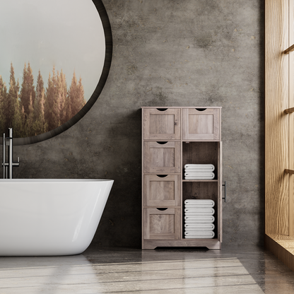 Tall Bathroom Cabinet – Grey Wood