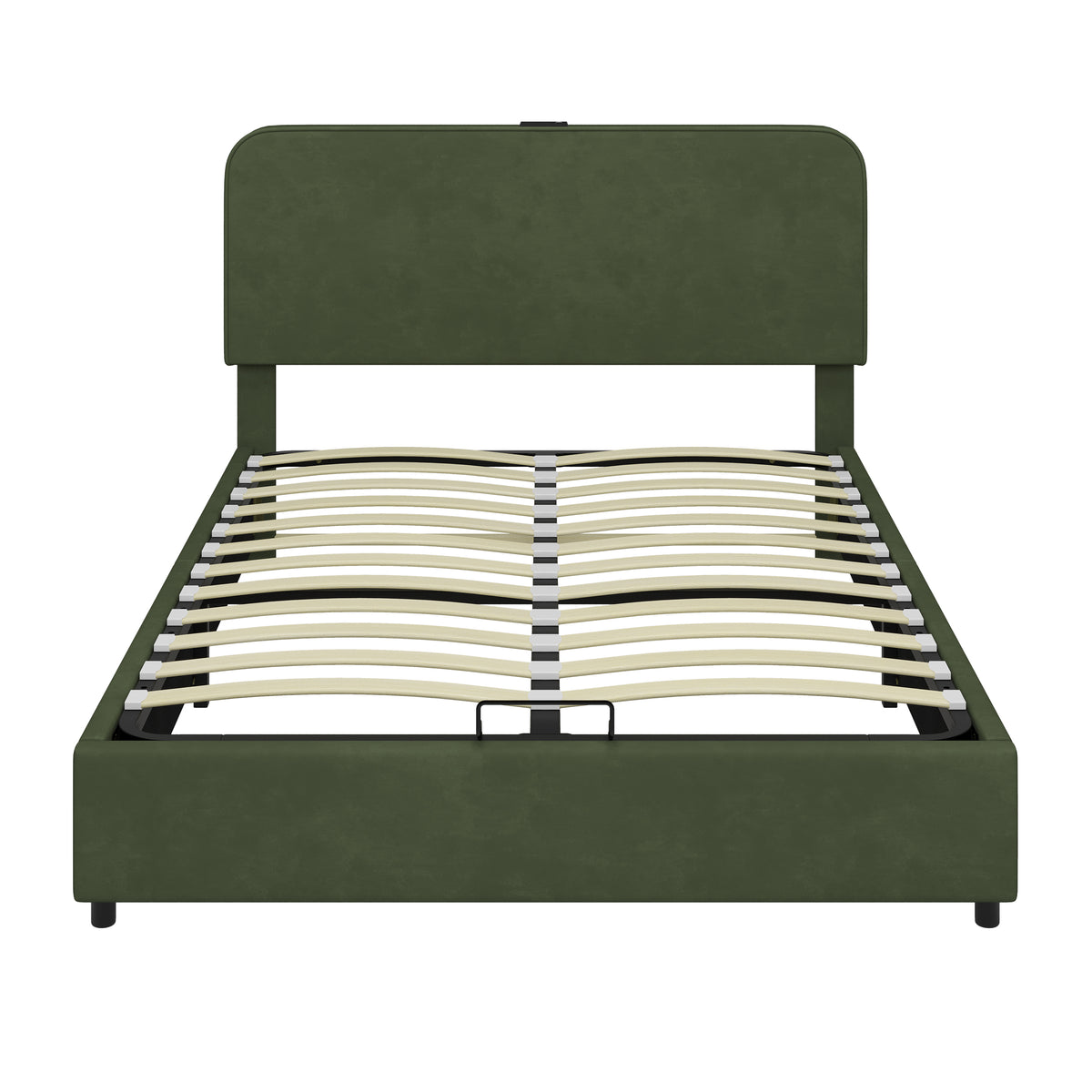 Hydraulic Storage Bed with LED Lights Green