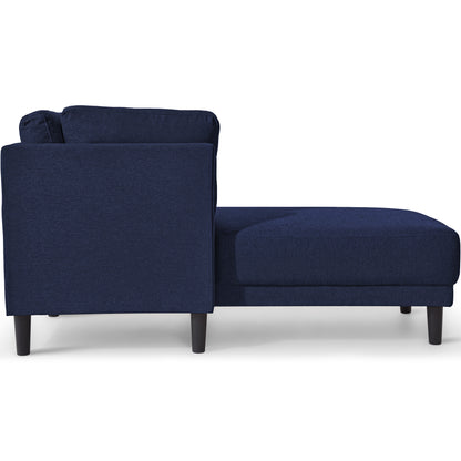 Mid-Century Linen Chaise Lounge – Blue