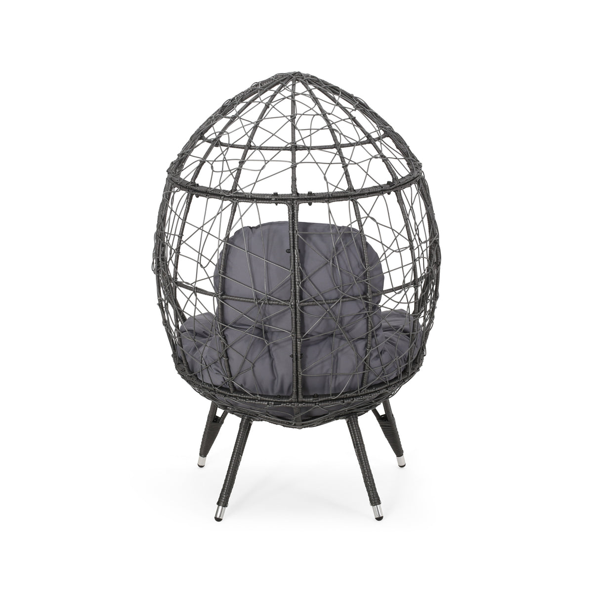 Gianni Teardrop Outdoor Dining Chair – PE Rattan & Iron with Cushion