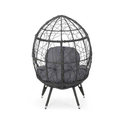 Gianni Teardrop Outdoor Dining Chair – PE Rattan & Iron with Cushion