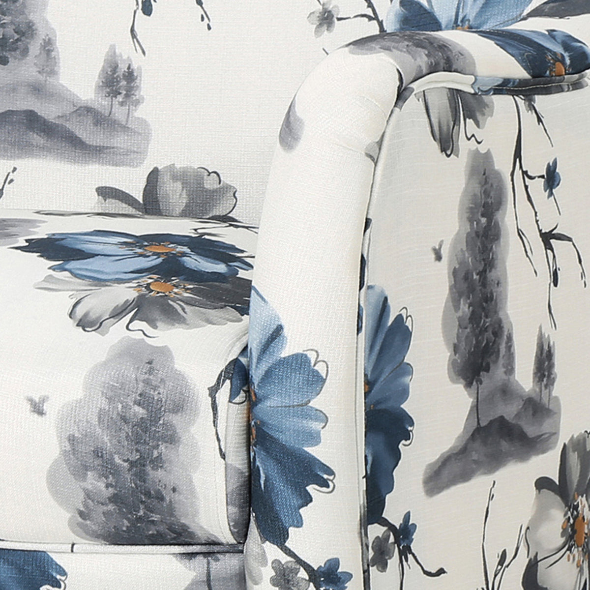 Retro Printed Accent Chair Blue