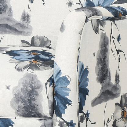 Retro Printed Accent Chair Blue