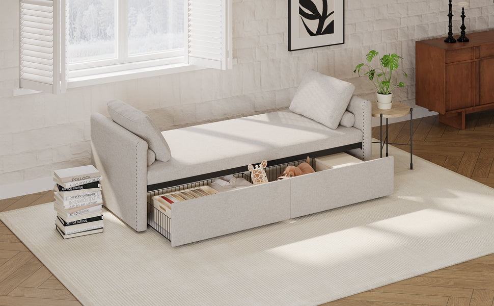 Linen Reclining Chaise Lounge – Beige