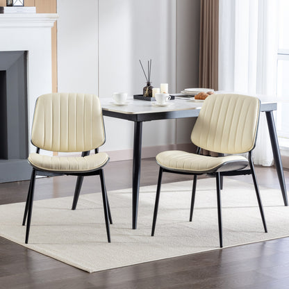 Retro Linen Dining Chairs Set of 2 Beige