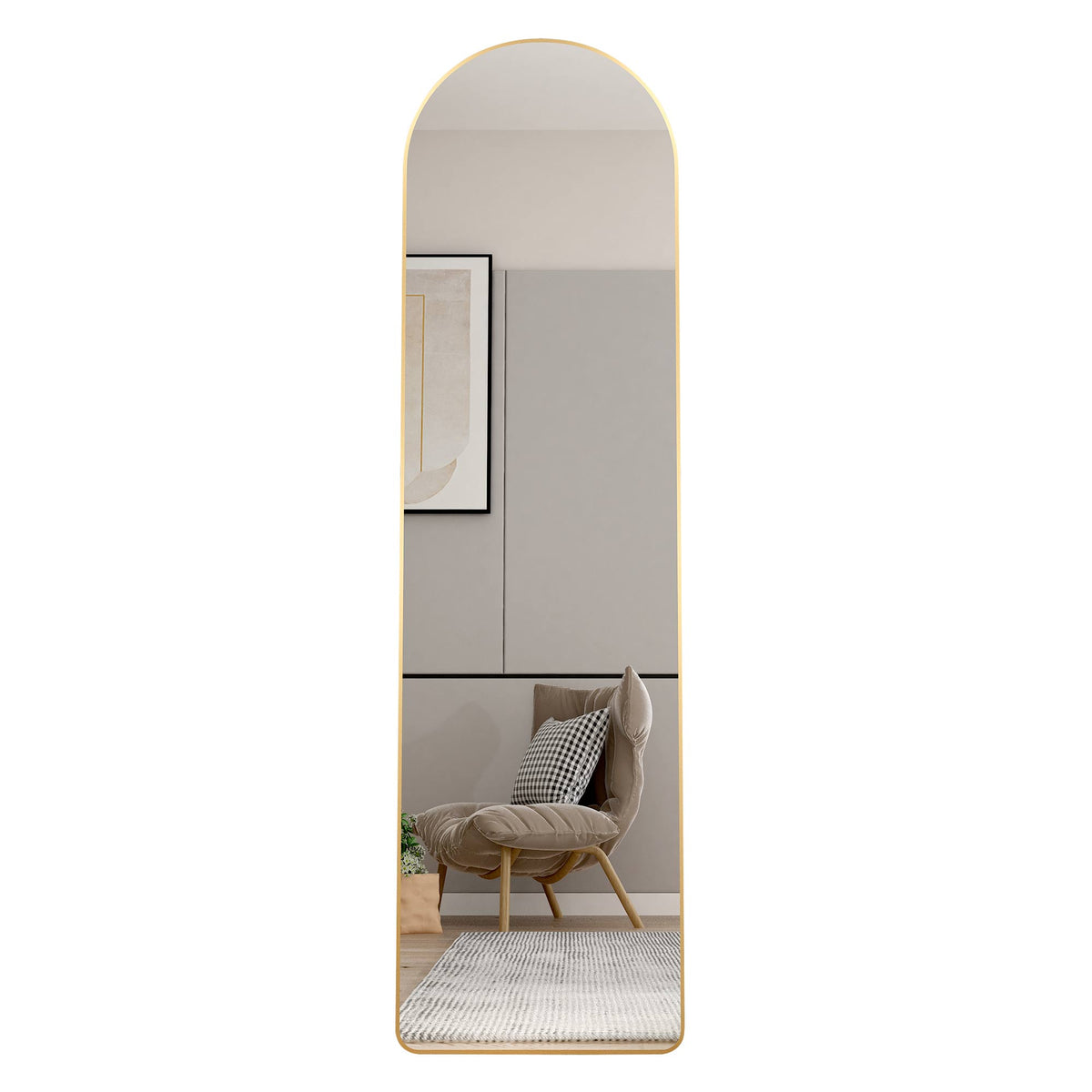 Full-Length Aluminum Alloy Wall Mirror Arched Frame