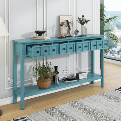 Rustic Turquoise Entryway Console Table – 60”