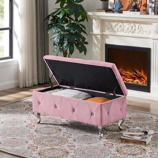 Entryway Storage Bench with Cushion Gray