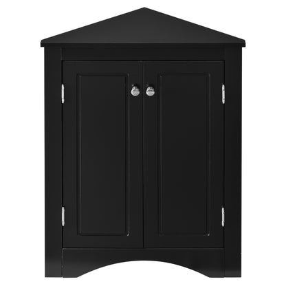 Black Corner Bathroom Cabinet with Shelves