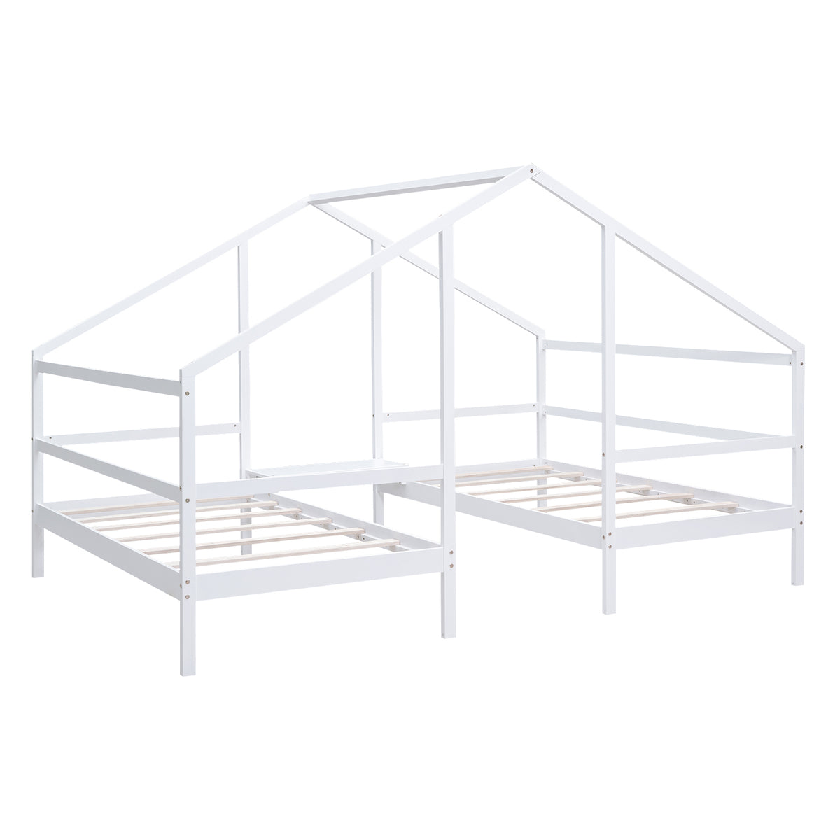 Double Twin Bunk Bed with Built-In Table