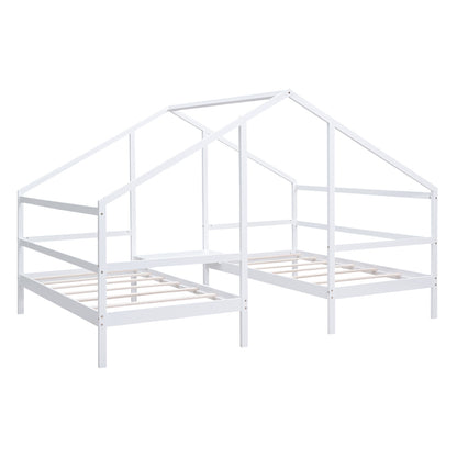 Double Twin Bunk Bed with Built-In Table