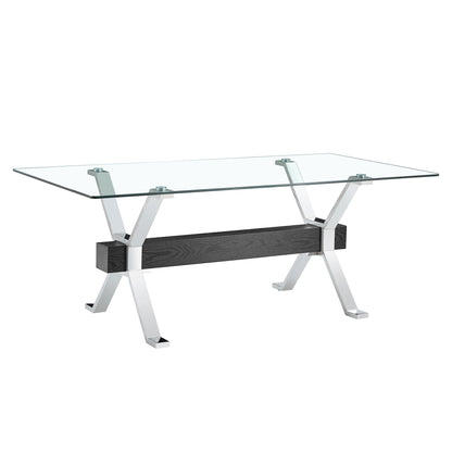 Glass Dining Table – Silver Metal Legs