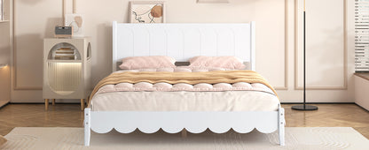Queen Platform Bed with Rectangular Headboard White
